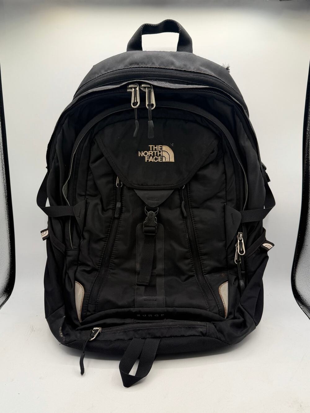 The North Face Surge Backpack Black Travel Laptop Daypack -Vintage/As-Is w/Flaws